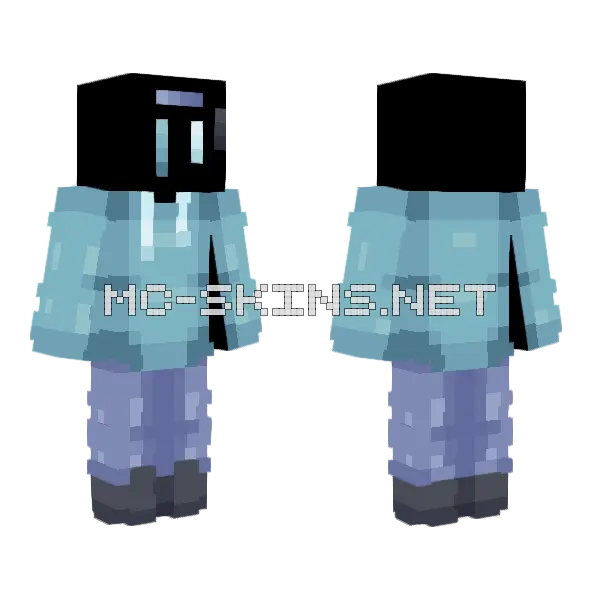 Casual Blue Hoodie Joggers Outfit Minecraft skin, front and back