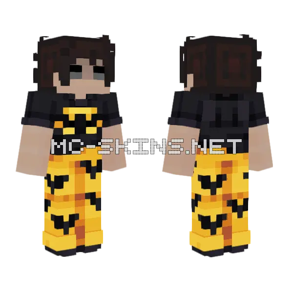 Casual Boy Batman Pajamas Minecraft skin, front and back