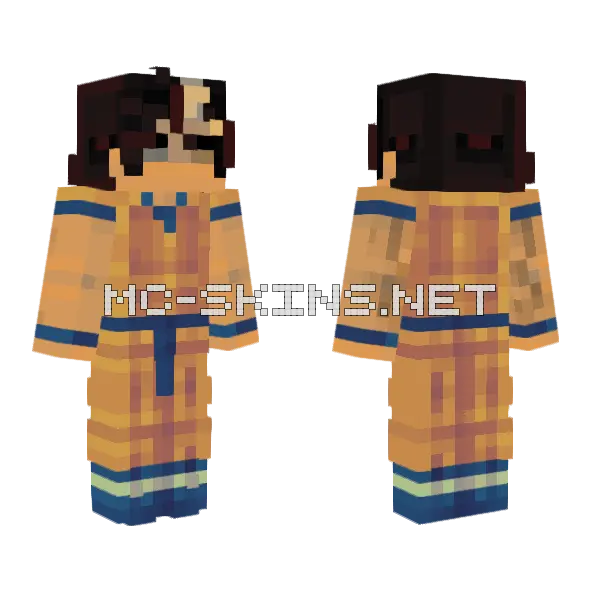 Casual Boy Goku Outfit Minecraft skin, front and back