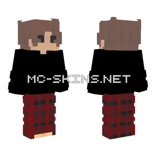 Casual Boy Plaid Black Sweater Minecraft skin, front and back