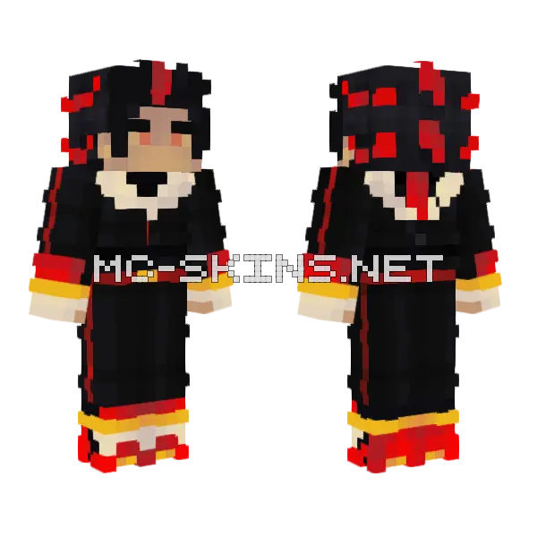 Casual Boy Shadow The Hedgehog Minecraft skin, front and back