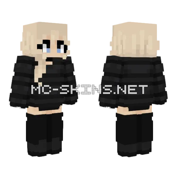Casual Cozy Gothic Girl Minecraft skin, front and back