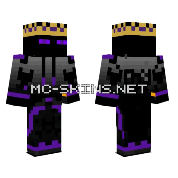 Casual Enderman King Minecraft skin, front and back