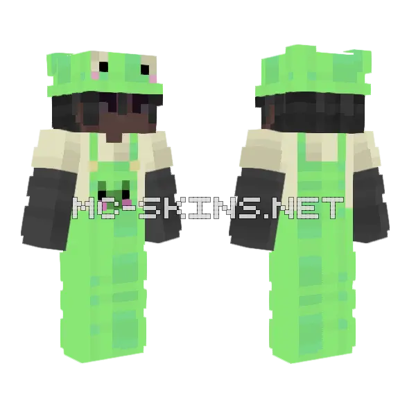 Casual Frog Overalls Minecraft skin, front and back