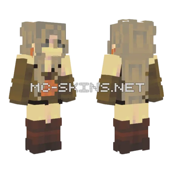 Casual Girl Pumpkin Sweater Minecraft skin, front and back