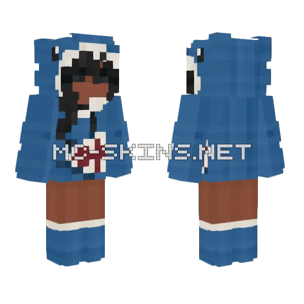Casual Girl Shark Hoodie Minecraft skin, front and back