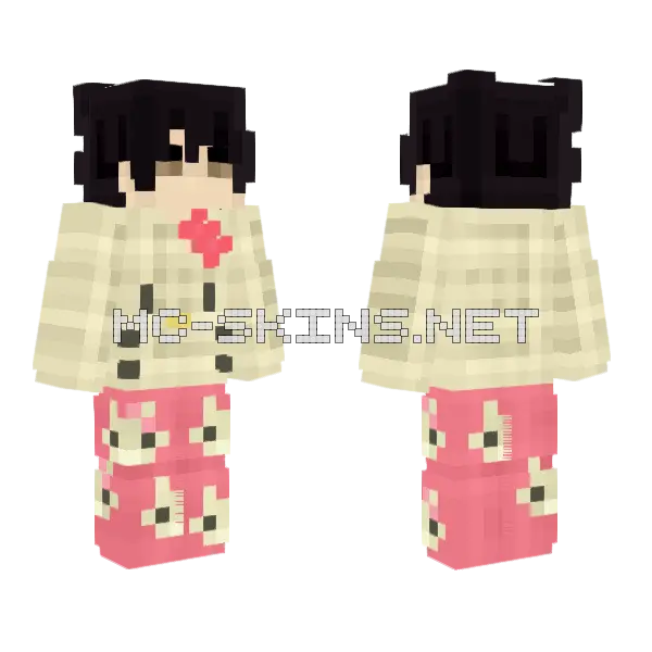 Casual Hello Kitty Fit Minecraft skin, front and back
