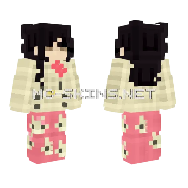 Casual Hello Kitty Fit Minecraft skin, front and back