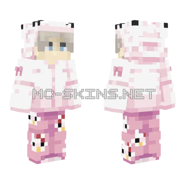 Casual Hello Kitty Hoodie Minecraft skin, front and back