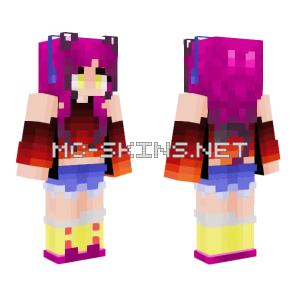 Cat Gamer Girl Minecraft skin, front and back