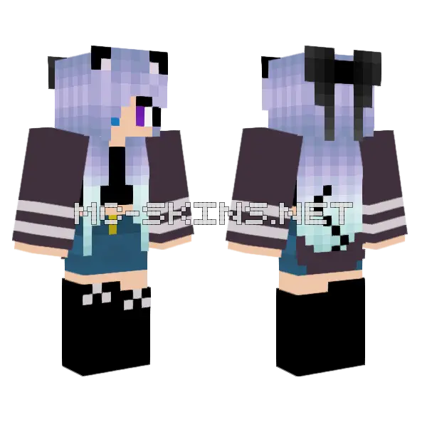 Cat Girl Edited Minecraft skin, front and back