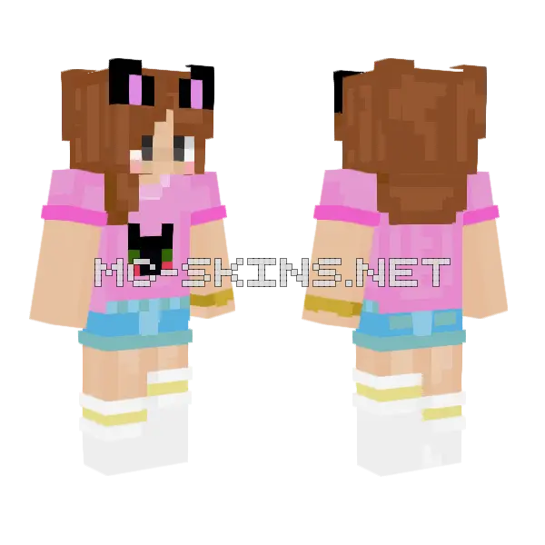 Cat Girl With Bracelet Minecraft skin, front and back