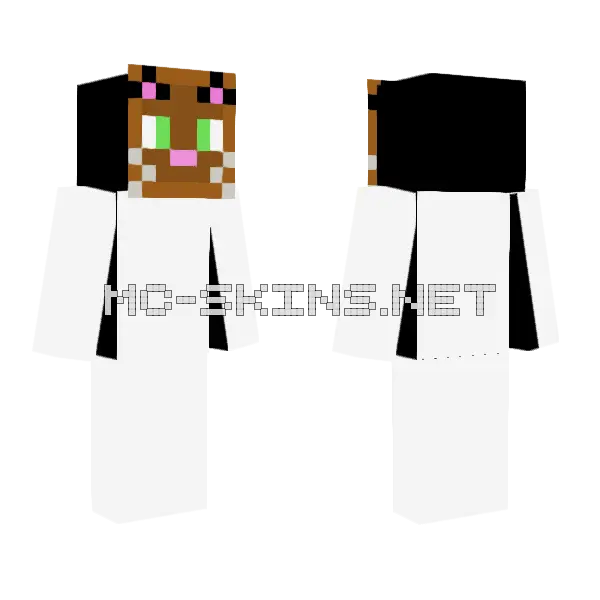 Cat Head Meow Minecraft skin, front and back