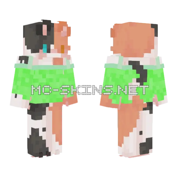 Cat In Green Minecraft skin, front and back
