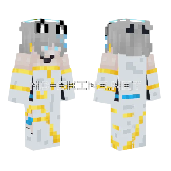 Catboy With White Dress Minecraft skin, front and back