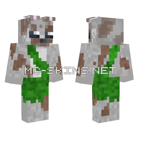 Caveman Rabbit Minecraft skin, front and back