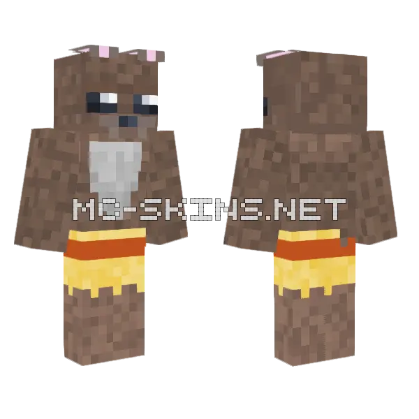 Caveman Rabbit Minecraft skin, front and back