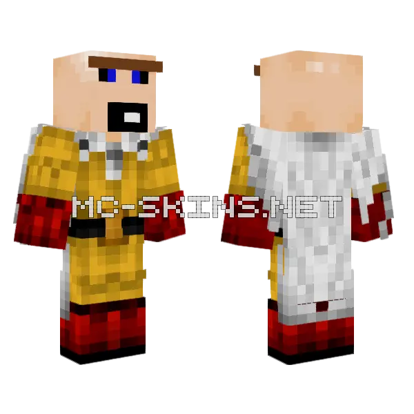 Caveman Saitama Minecraft skin, front and back