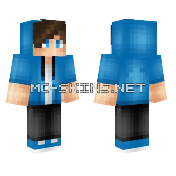 Cbguy Blue Hoodie Minecraft skin, front and back
