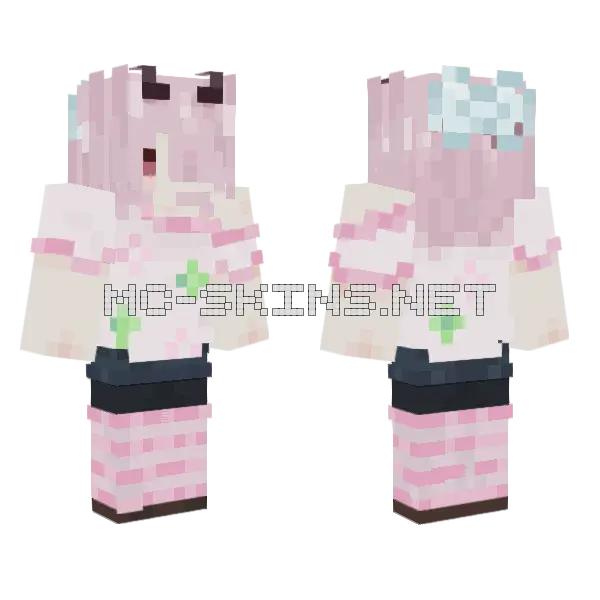 Cenisa Pink Dress Minecraft skin, front and back