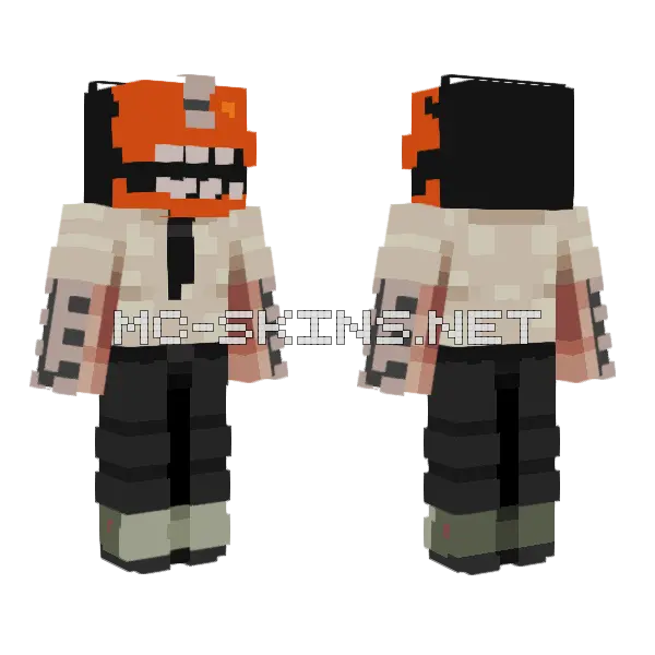 Chainsaw Man Minecraft skin, front and back
