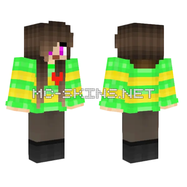 Chara Minecraft skin, front and back