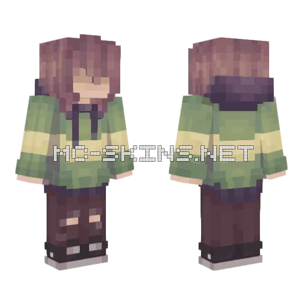 Chara Green Sweater Minecraft skin, front and back