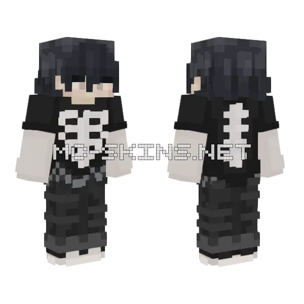 Charcoal Bones Minecraft skin, front and back