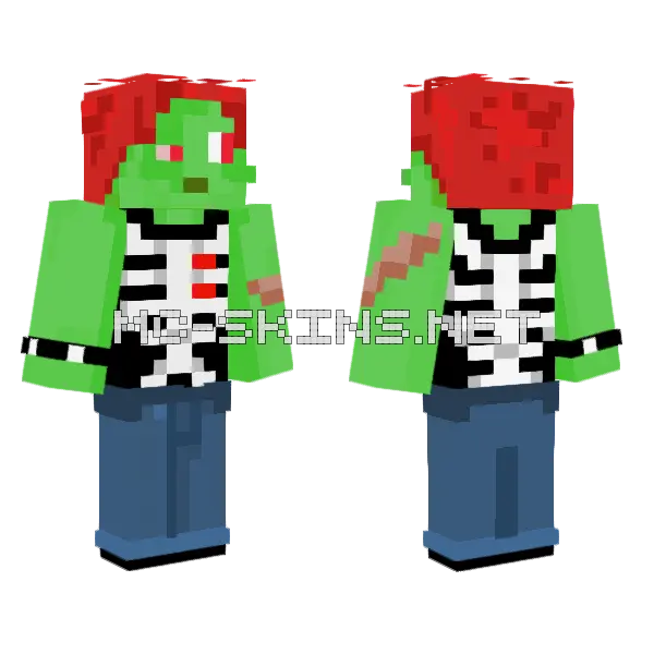 Charley Pea Zombie Minecraft skin, front and back
