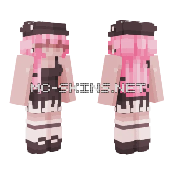 Charlotte Pink Witch Minecraft skin, front and back