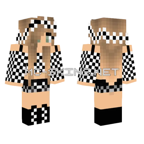 Checkered Girl Minecraft skin, front and back
