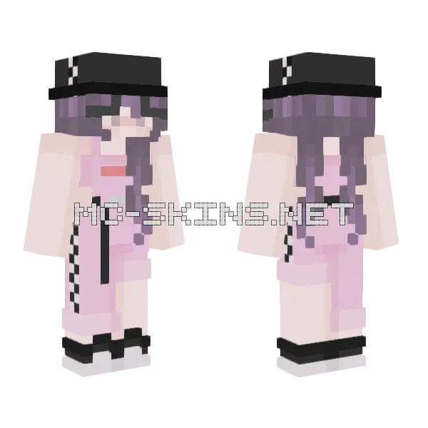 Checkered Heart Girl Minecraft skin, front and back