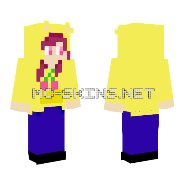Cheko2 Yellow Outfit Minecraft skin, front and back