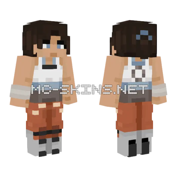 Chell Minecraft skin, front and back