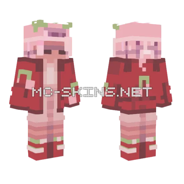 Cherries V2 Minecraft skin, front and back