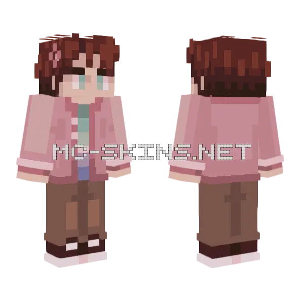 Cherry Blossom Dude Minecraft skin, front and back