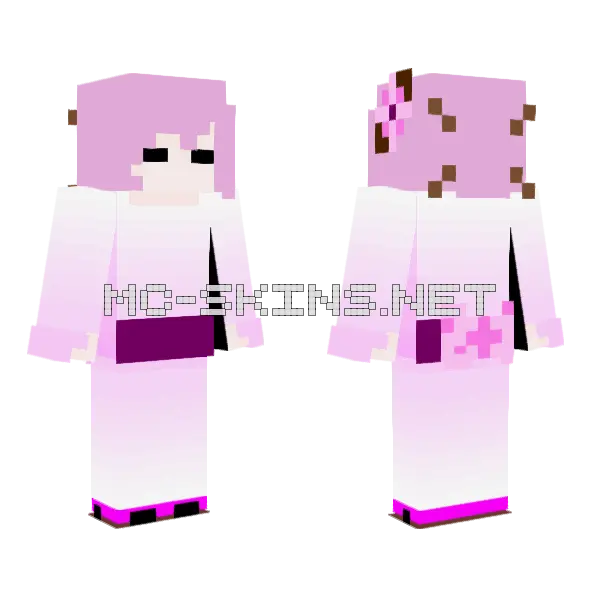 Cherry Blossom Girl Minecraft skin, front and back