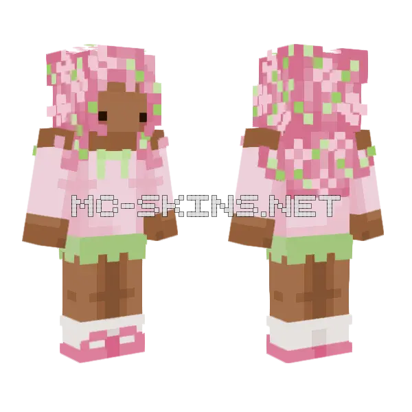 Cherry Blossom Girl Minecraft skin, front and back
