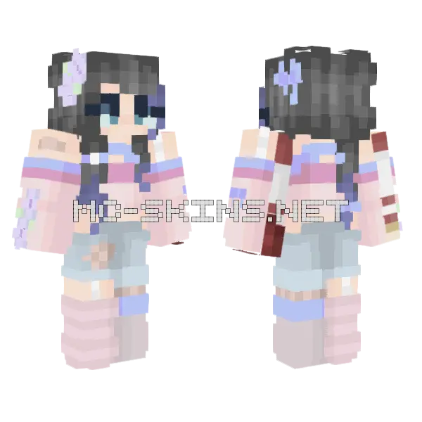 Cherry Blossoming Girl Minecraft skin, front and back