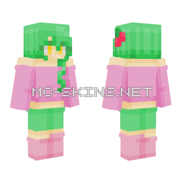 Cherry Girl Minecraft skin, front and back