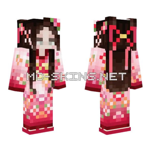 Cherry Kimono Rae Minecraft skin, front and back