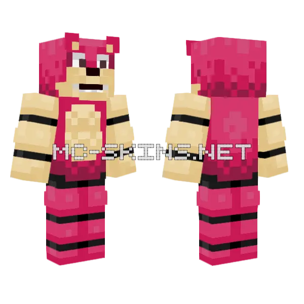 Cherry The Animatronic Hedgehog Minecraft skin, front and back