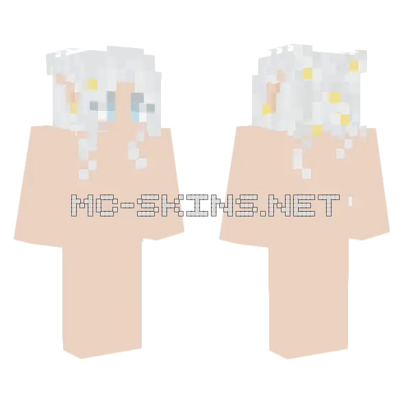 Cheveux White Hair Minecraft skin, front and back