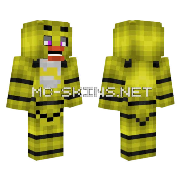 Chica The Chicken Minecraft skin, front and back