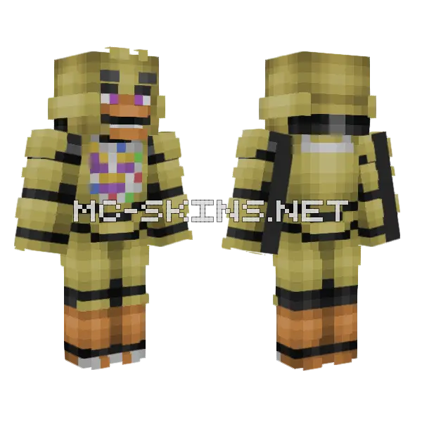Chica The Chicken Minecraft skin, front and back