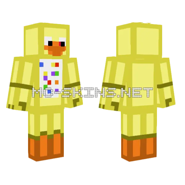 Chica The Chicken Minecraft skin, front and back