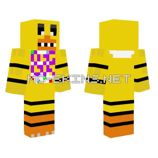 Chica White Pupils Minecraft skin, front and back