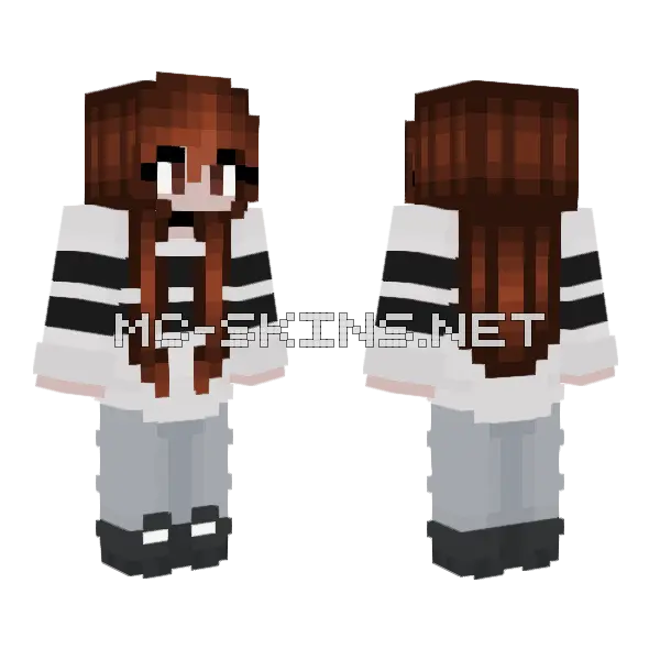 Chocolate Brunette Black Stripes Minecraft skin, front and back