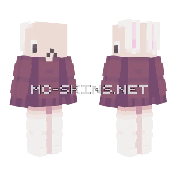 Chocolate Bunny Minecraft skin, front and back