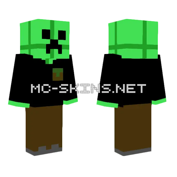 Chocolate Creeper Minecraft skin, front and back